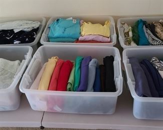 Women's nightgowns, robes & short- and long-sleeve tops; $5 each (additional discounts for multiples; mix/match with pants/jackets).  Most are size XL, Chico's size 3 or similar.