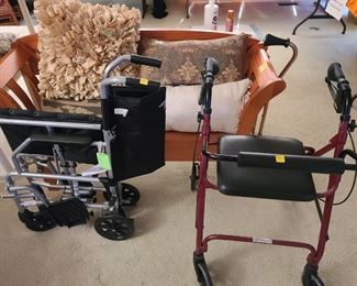 Storage bench; $125.  Transport wheelchair; $55.  Adult Rollator chair with seat; $45