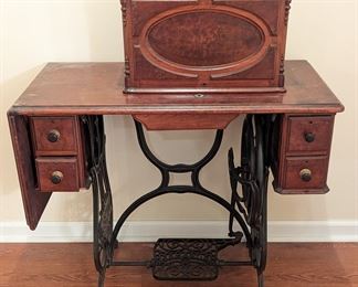 Vintage Domestic sewing table with machine