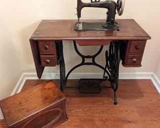 Vintage Domestic sewing table with machine