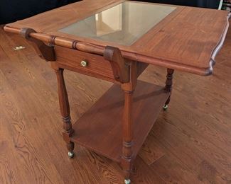 Antique drop-leaf teacart 