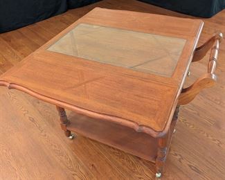 Antique drop-leaf teacart 