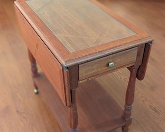 Antique drop-leaf teacart 