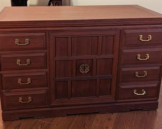 Custom craft and sewing table with built-in chair and storage