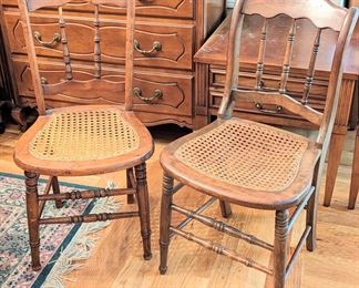 Wood and cane side chairs