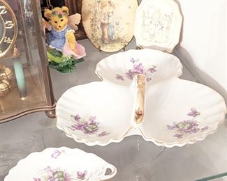 Leaf tray and scalloped compote dish