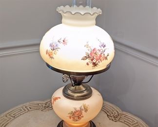 Vintage floral hurricane lamp