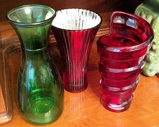 Vintage red and green glass