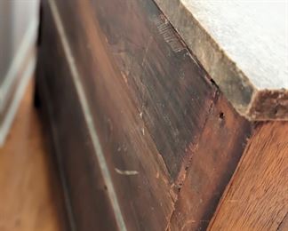 Antique chest with burled inlay and marble top