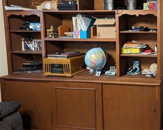 wooden bookcase with underneath storage