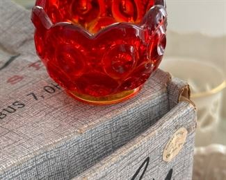 Vintage L.E. Smith glass Moon and Stars Amberina 