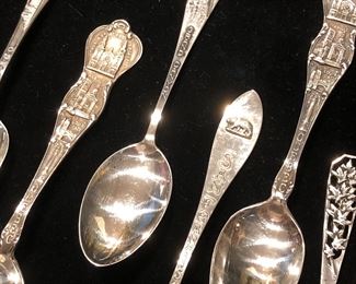 Sterling souvenir spoons.