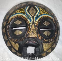 wafrican mask wood and brass461 t