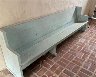 Church Pew with Blue Paint