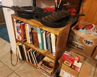 cookbooks and full kitchen
