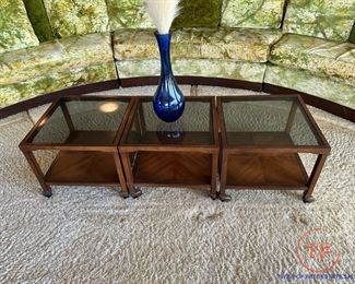 MCM DREXEL "Et Cetera" Side Tables with Tinted Glass