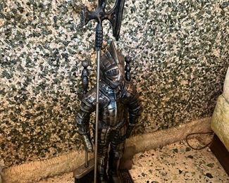 Vintage Cast Iron Knight Fireplace Tool Set