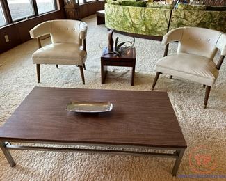 MCM Style Chrome Base Coffee Table