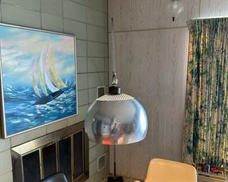 1960's MCM Adjustable Chrome Mesh Eyeball Floor Lamp