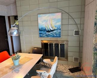 1960's MCM Adjustable Chrome Mesh Eyeball Floor Lamp