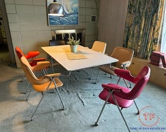 Rare MCM 1960's FLOATING TABLE & CHAIRS SET by Fixtures Manufacturing Corp.