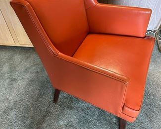 MCM JENS RISOM Style Orange Vinyl Club Lounge Chair