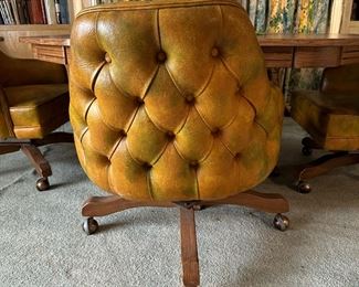 Walter of Wabash Vintage Game Table with Vinyl Tufted Chairs