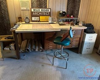 Vintage Oak HAMILTON Drafting Table with Tilting Top