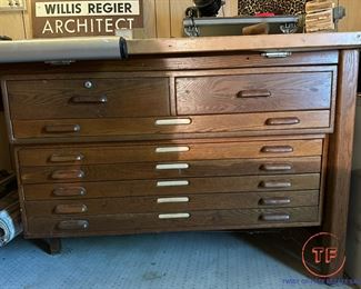 Vintage Oak HAMILTON Drafting Table with Tilting Top