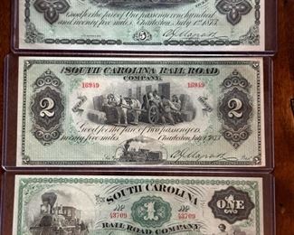 1873 South Carolina Rail Road Company Fare Tickets / Currency Set