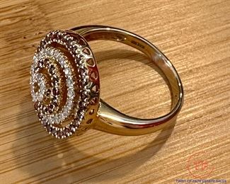 14kt Gold Red and White Diamond Ring