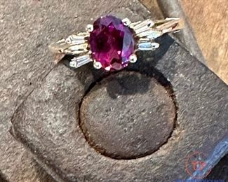 14kt Gold Rhodolite and Diamond Ring