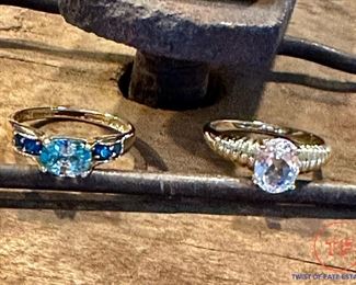 14kt Gold Royal Apatite and Blue Zircon Ring                                           14kt Gold Clear Kunzite Ring