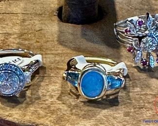 14kt Gold Absolute Diamond Ring                                                              14kt Gold Opal and London Blue Topaz Ring                                                   14kt Gold Diamond and Ruby Ring                                                                                                 