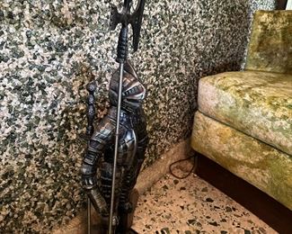 Vintage Cast Iron Knight Fireplace Tool Set