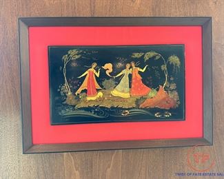 Artist Signed Russian Lacquer Hand-Painted Panel