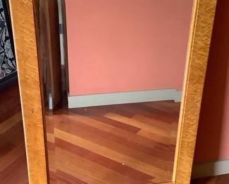 JOPI204 1900s Birdseye Maple Wood Framed Mirror