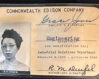 Vintage Identification of GRACE JONES from Commonwealth Edison Company. NFS