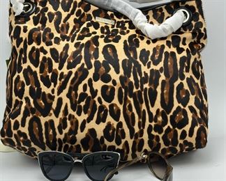 Kate Spade Leopard Skin Bag, Chanel Sunglasses, QUAY Sunglasses.