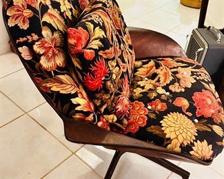 Mid century chair with floral pattern
