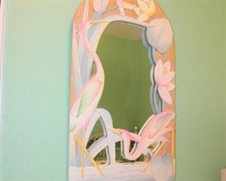 Pastel bird mirror- herons or egrets