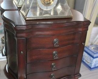 Jewelry box and clear Seiko skeleton pyramid clock