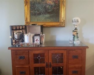 This is a nice mission arts and crafts style display cabinet/dry bar