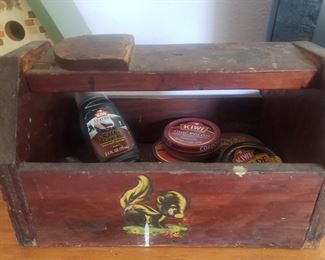 A vintage shoe polish kit
