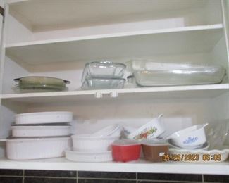 Corning ware bakeware and Pyrex refrigerator dishes