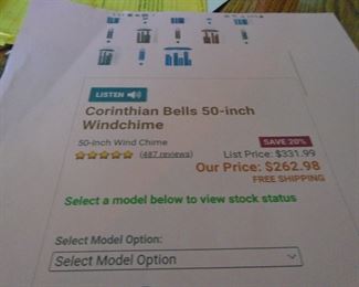 Wind chimes receipt