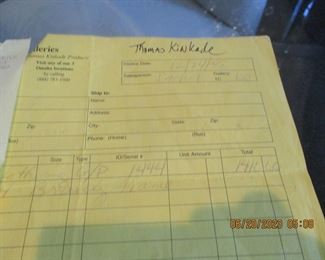 Thomas Kincade receipt for GP artwork