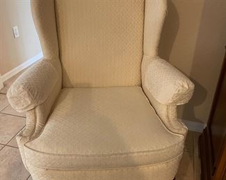 $100 (each) - High back white/off white chairs (there are 2) Measurements: 42" x 30" x 26"