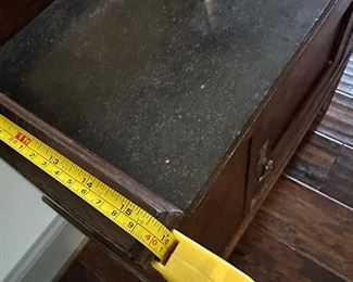 Antique Vintage English Marble Top Wash Stand Cabinet w/ original tile backsplash .