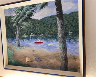 Original Lake Scene framed 17" X 21"